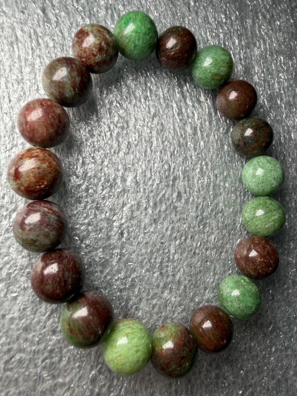 10MM Rainbow Vein Green Jasper Natural Crystal Bracelet
